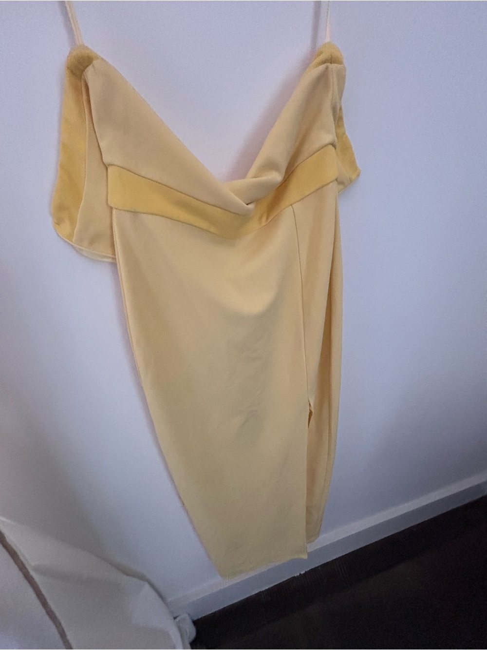 Hello Molly Pale Yellow Cowl Midi Slip Dress